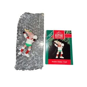 Hallmark Keepsake Ornament 1991 Reindeer Champs Cupid Volleyball QX434-7 Vintage